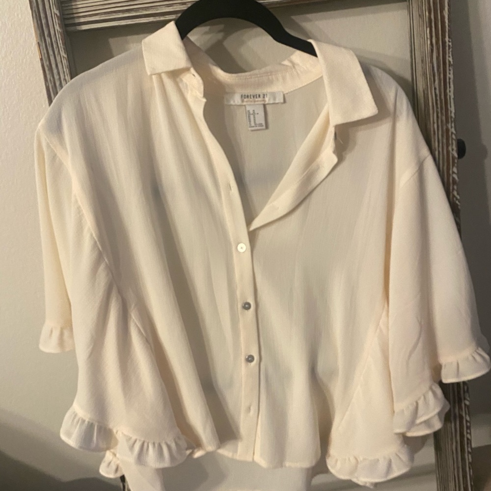 Sheer crop blouse